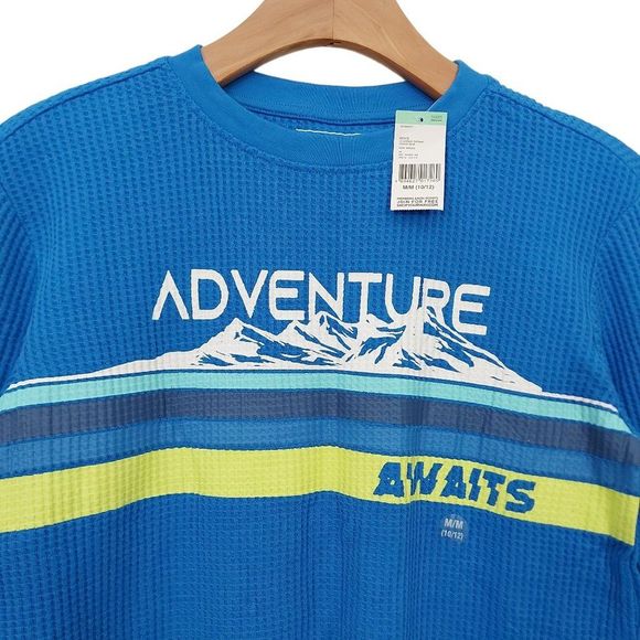 Simply Styled Boys Pullover Top Medium 10/12 Blue Long Sleeve Crew Neck Cotton - Picture 3 of 9